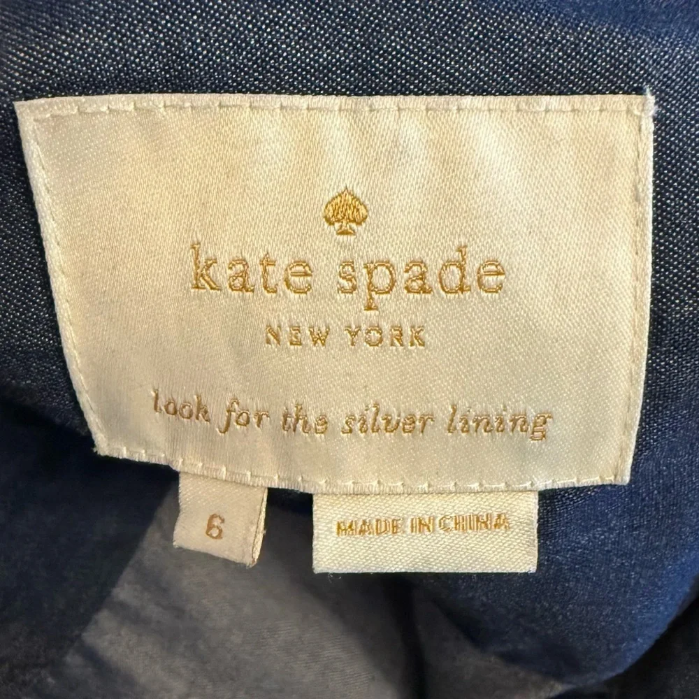 Kate Spade Las Vegas Indigo Griffin Dress Women’s Size 6 Long Sleeve Cotton Boho